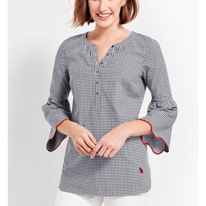 OPRAH‎ MAGAZINE COLLECTION FOR TALBOTS Plaid Scalloped Bell Sleeve size Medium P